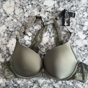 Torrid Olive Green Lace Trim Racer back Bra
